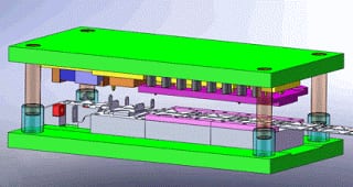 精密级进冲压模具与多源传感布点示意